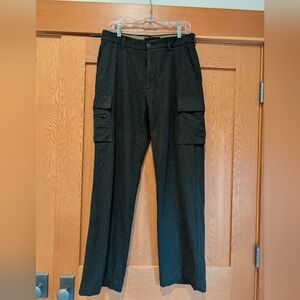 Vintage Banana Republic Dawson Wide Leg Wool Pants Trousers Cargo Green Grey Y2k